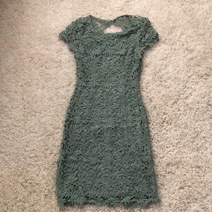 lulu’s mint green lace open back dress